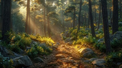 Obraz premium Serene Baksu: Majestic Green Forest in Indian Himalayas, Dharamsala