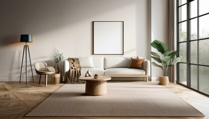 Modern home mockup interior background, 3d render