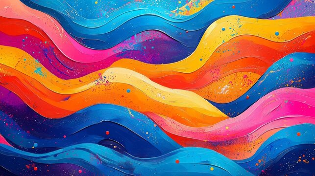 German Unity Day abstract background A vibrant abstract painting with flowing waves of bold colors