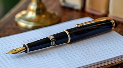 Elegant Fountain Pen on White Paper