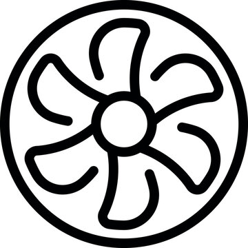 recommend clip art: Simple line art icon of a computer cooler fan spinning and rotating its blades