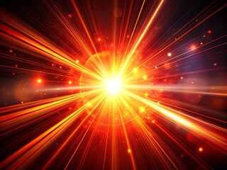 Fototapeta premium Vibrant red lens flare streaks across a dark background, generating a dynamic, abstract motion effect, evoking a sense of energy, speed, and futuristic atmosphere.