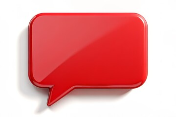 Fototapeta premium Vibrant red speech bubble on a pristine white background, providing ample blank space for custom text or message, perfect for creative communication and expression.