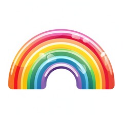 Playful Colorful Rainbow Icon Representing Positivity and LGBT Pride on White Background