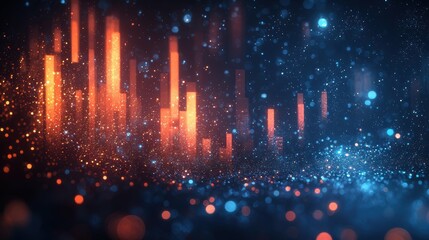 Fototapeta premium Translucent 3D area chart layers floating in a dreamy blue bokeh space