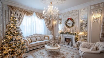 Fototapeta premium Christmas cozy home interior