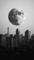 Crescent Moon Urban Skyline Islam Religion Spiritual Symbol