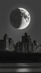 Crescent Moon Urban Skyline Islam Religion Spiritual Symbol