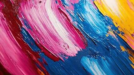 Bold and Dynamic Abstract Artwork: Colorful Painting with Textured Brush Strokes