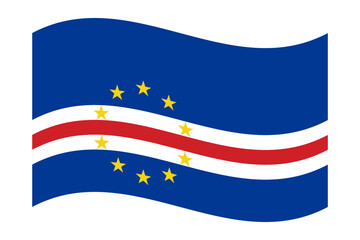 Wavy flag of Cape Verde, isolated on transparent background. Flag of the Republic of Cape Verde. Vector illustration