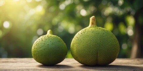 A breadfruit, a large, starchy fruit that is native to the pacific islands.