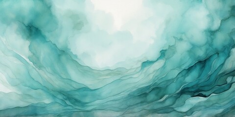 Obraz premium A calming abstract watercolor with gradients of turquoise and teal.
