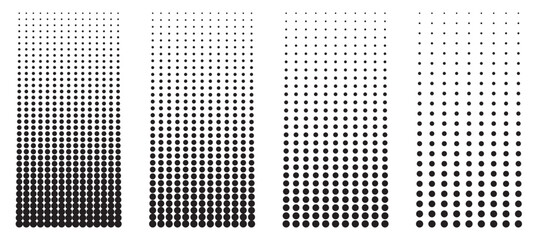 Halftone dots pattern set. Abstract black dotted texture grid background. Gradient halftone pattern.