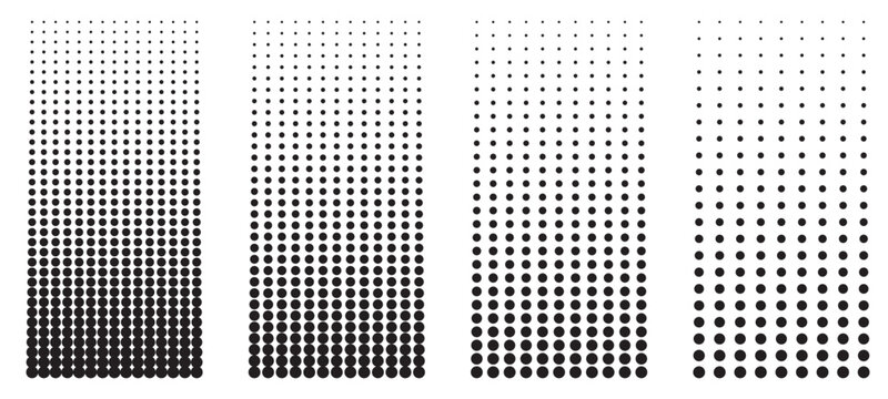 Halftone dots pattern set. Abstract black dotted texture grid background. Gradient halftone pattern.