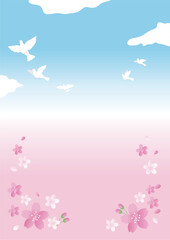 青空と桜と鳥