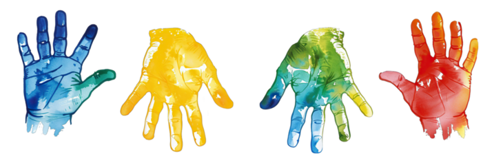 Set of colorful hand print isolate on Transparency Background