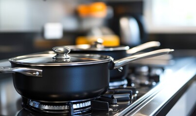 Elegant Minimalist Design: Should You Worry About Your Non-Stick Cookware? Abstract Culinary Concept with Stylish Gradient Textures. Professional Chef's Kitchen Essentials Illustrated for Informative 