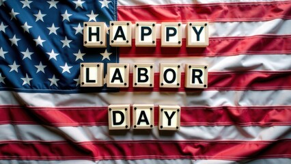 Fototapeta premium Honoring Labor Day with the Stars and Stripes and a Special Greeting