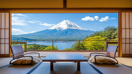 Fototapeta premium 富士山の見える旅館02
