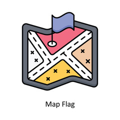 Map Flag filled outline icon style illustration. EPS 10 File