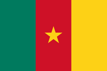The official national flag of Cameroon. Flag of the Republic of Cameroon. Correct proportions and colors. Vector illustration