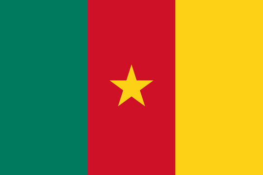 The official national flag of Cameroon. Flag of the Republic of Cameroon. Correct proportions and colors. Vector illustration