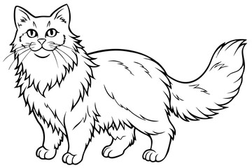 A Persian cat lin art vector silhouette illustration