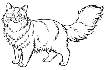 A Persian cat lin art vector silhouette illustration