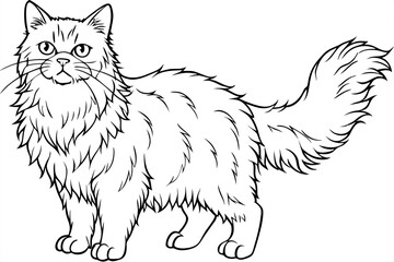 A Persian cat lin art vector silhouette illustration