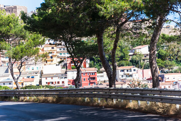 Road view on the beautiful old town Castelsardo, Sardinia, Italy.