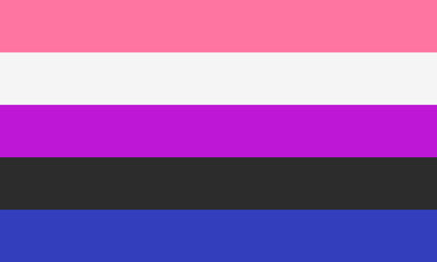 Obraz premium Genderfluid pride flag, non-binary gender, LGBT community symbol, five stripes white, pink, purple, black and blue