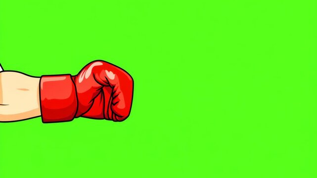Boxing punch demonstration with red gloves on a vibrant background