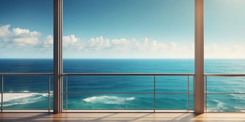 Fototapeta premium A beautiful view of the ocean from a balcony.