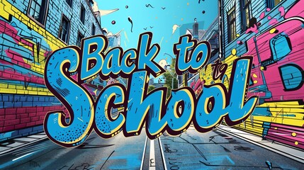 Back to school lettering on street background