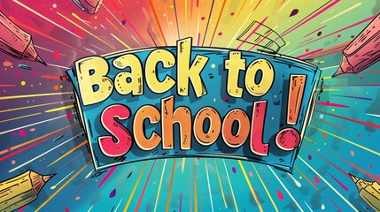 back to school text in pop art style