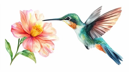Fototapeta premium Hummingbird and Flower.