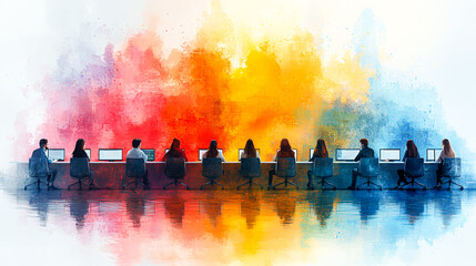 Virtual Education Odyssey: Watercolor Webinar Journey with Soft Tones