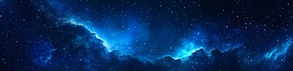 Naklejka premium Blue Nebula Space Background with Stars