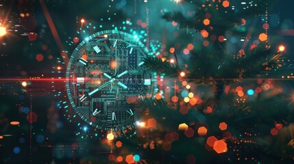 Digital interface showing countdown timers and holiday season events. 