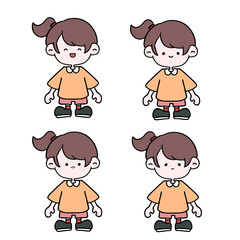 可愛い女の子の喜怒哀楽、全身イラストセット