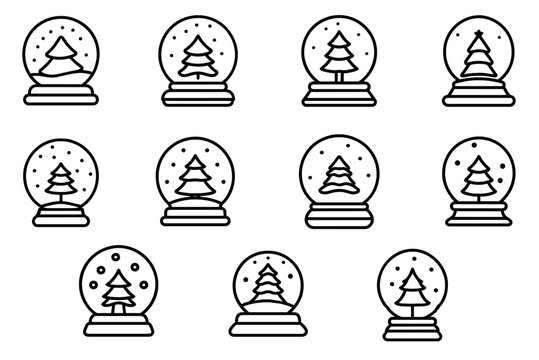 Crystal Ball Christmas Icon Set