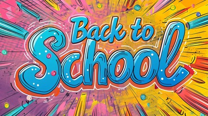 back to school lettering in pop art style