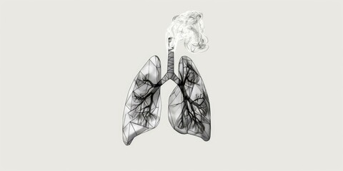 Wireframe lungs smoking cigarette.