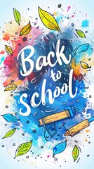 Back to school lettering on colorful background