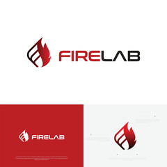 Obraz premium Fire laboratory negative space logo design