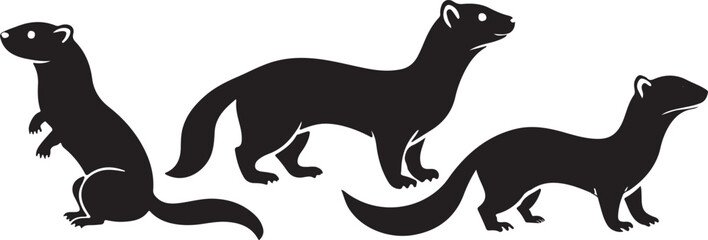 Ferret Icon Vector Illustration - Cute and Playful Animal Silhouette for Pet Logo, Background, and Texture (EPS 10)