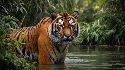 Obraz premium Can't believe how graceful that bengal tiger was in the water. So fascinating to watch!
