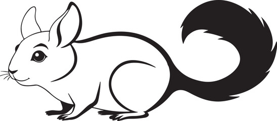 Chinchilla Icon Vector Illustration - Fluffy and Adorable Animal Chinchilla Silhouette for Pet Logo, Background, and Texture (EPS 10