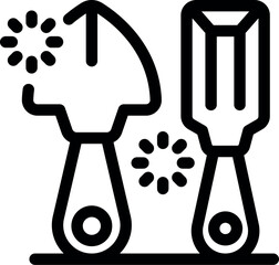 Construction tools chisel trowel loading waiting process icon outline vector