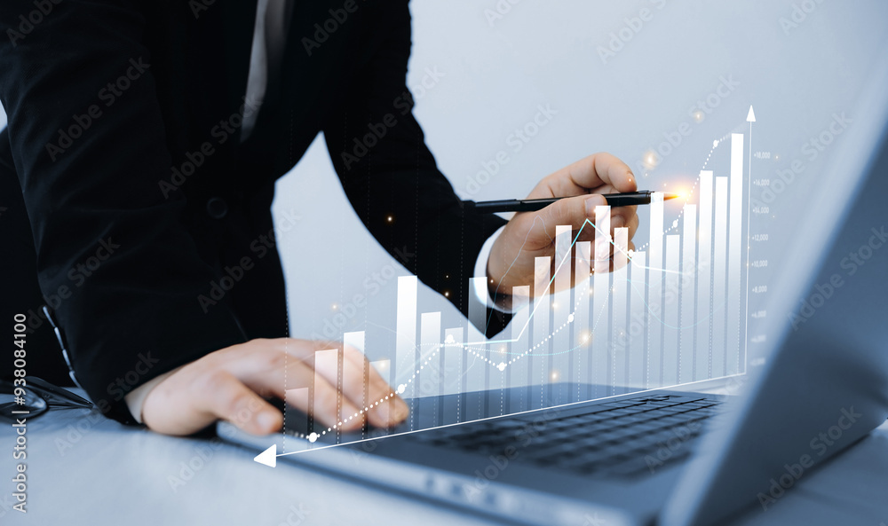 Leinwandbilder growing graph and annual report for a successful development.business arrow chart diagram, growth st